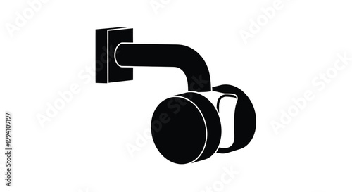 Minimalist design of a modern wall mounted faucet black silhouette