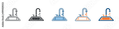 Faucet Icon Set Multiple Style Collection