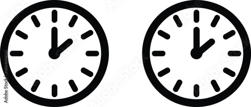 Clock icons set, minimalist modern time and scheduling icons for task management productivity planning reminder and business workflow interface design.