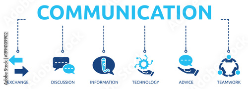 Communication glyph banner icon of exchange, discussion, information, technology, advice, teamwork