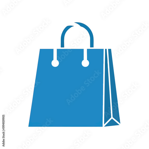 Blue shopping bag icon on a white background.