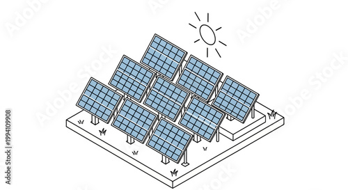 Solar Panel Array Generating Clean Renewable Energy from Sunlight.