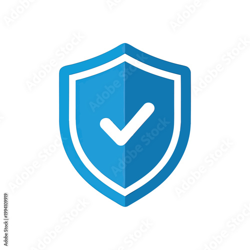 Blue Shield Icon with White Checkmark Symbol for Security and Protection.
