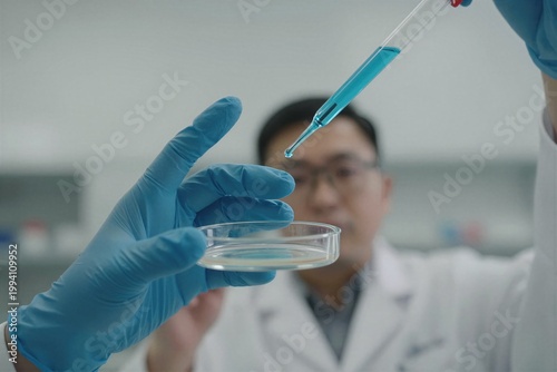 scientist in laboratory with test tubes