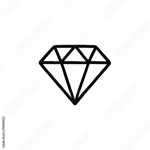 Diamond Gem Monoline Doodle Icon