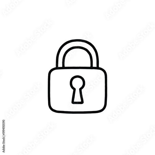 Closed Padlock Monoline Doodle Icon