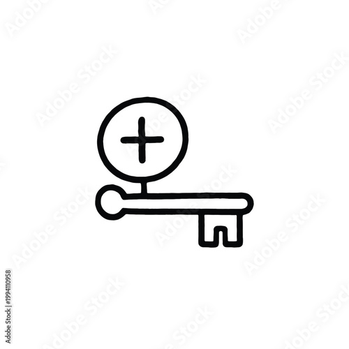 Vintage Key Monoline Doodle Icon