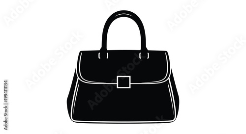 A black handbag design with a structured shape and clasp a striking silhouette