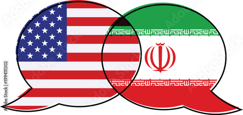 United States and Iran Conceptual illustration of diplomatic dialogue, Speech Bubble
