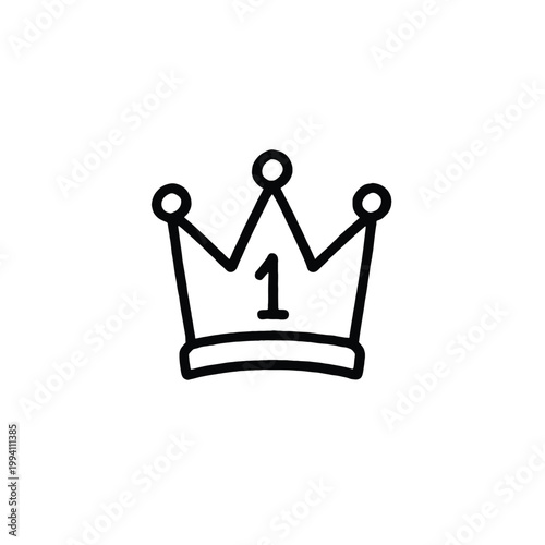 King Crown Monoline Doodle Icon