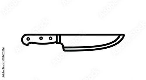 Sharp kitchen knife with handle.