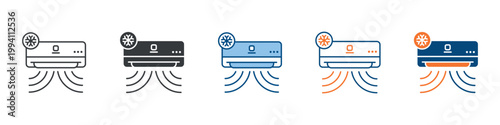 Air Conditioner Icon Set Multiple Style Collection