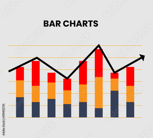 Infographic elements bar chart showing growth and progress in business and finance