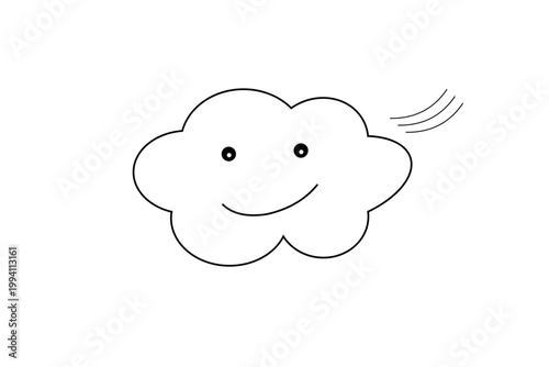 かわいい表情の白い雲のイラスト