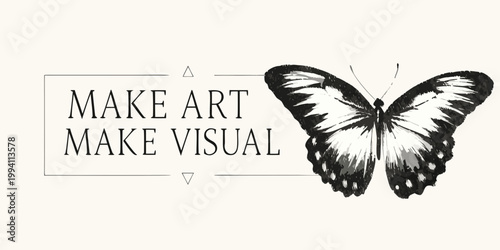 A butterfly illustration accompanies the text make art make visual