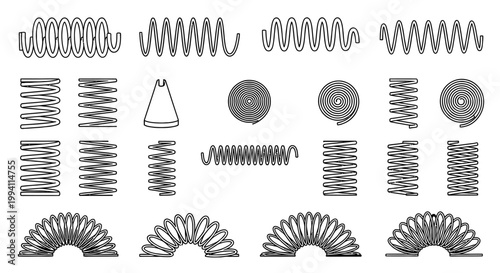 collection of various spring coil outlines and diagrams engineering and design elements