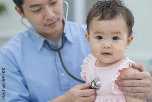 doctor examining baby girl