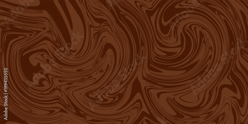 Abstract brown psychedelic waves print background. 1970s trippy seamless pattern. Marble acrylic swirl pattern. Coffee or chocolate liquid texture.