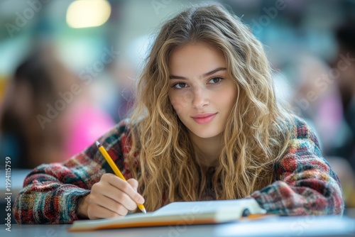 Young Woman Writing in Notebook - Study Session or Creative Process