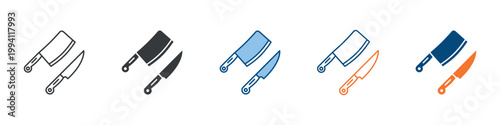 Kitchen Knife Icon Set Multiple Style Collection