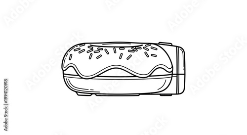 Donut Maker Machine Line Art Illustration