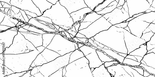 Abstract crack lines on white background fractured texture minimal broken surface design.