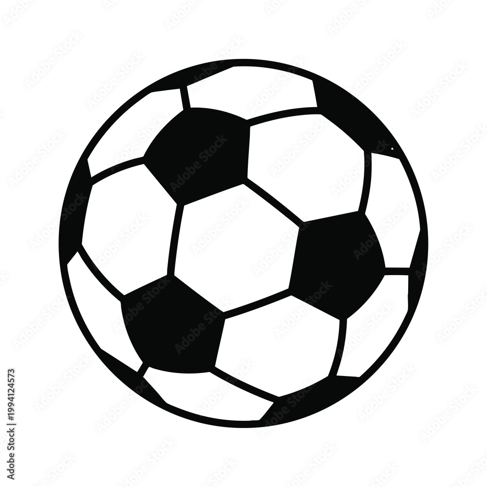 Fototapeta premium Classic black and white soccer ball illustration isolated on white background.