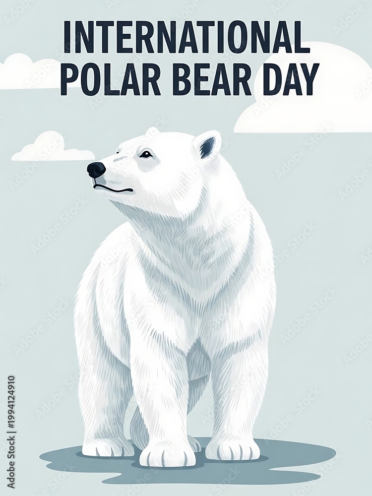 Fototapeta premium Illustrated polar bear celebrating international polar bear day design