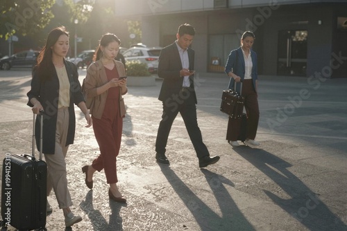 business people walking in the city