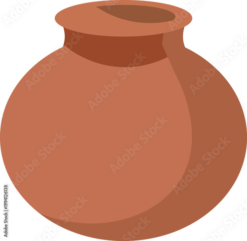Terracotta pot with rounded body and narrow neck clay pot