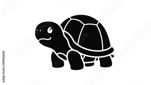Black turtle cartoon animal illustration.