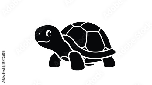 Black silhouette of a turtle walking.