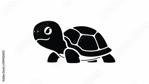 Black turtle cartoon side view walking 1.