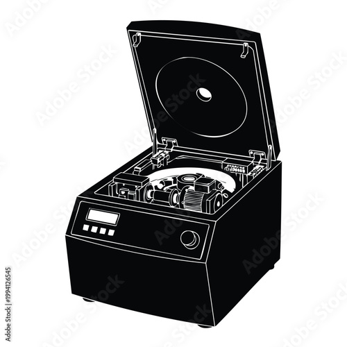 Centrifuge machine silhouette set bundle laboratory science object.