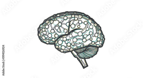 Human Brain Network Illustration with Neural Connections