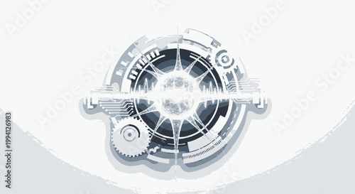 Technological Core with Energy Wave - Digital Innovation Concept