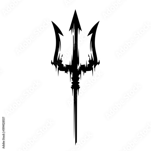Vector illustration of a grunge trident, devil's pitchfork