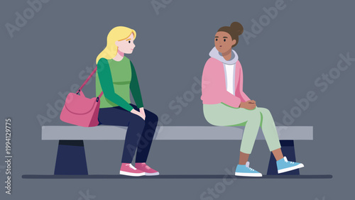 People sitting on a bench illustration