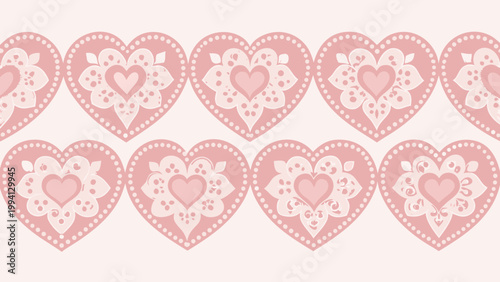 Romantic pink heart border pattern illustration