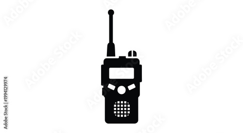 A stark black silhouette of a two way radio emphasizing its communication design silhouette