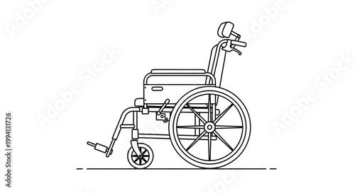 Line Art Illustration of a Medical Wheelchair