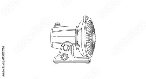 Line Art Illustration of a Portable Electric Heater