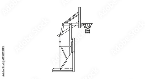 Side View Basketball Hoop Stand Line Art Illustration