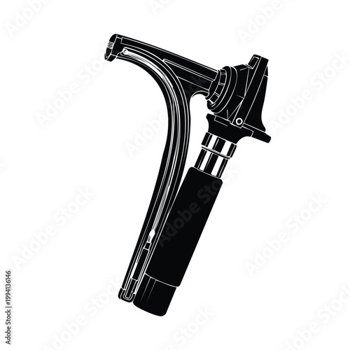 Medical otoscope silhouette, healthcare instrument bundle.