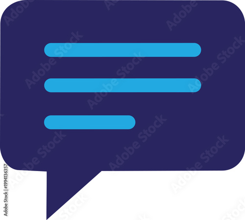 Blue speech bubble icon with horizontal lines representing text or chat