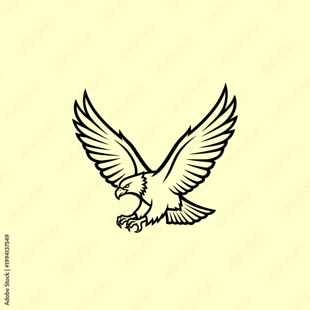 Fototapeta premium Powerful Eagle with Wings Spread Wide, Capturing the Essence of Freedom and Strength in a Dynamic Pose, Ideal for Emblematic Use