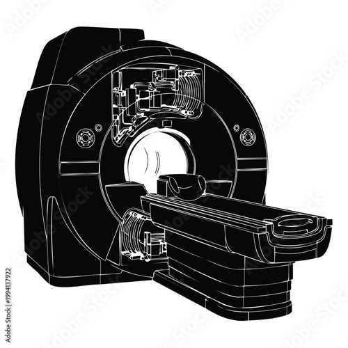 MRI scanner silhouette set bundle medical imaging technology objects.