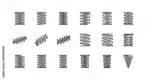collection of different types of springs simple line art icons