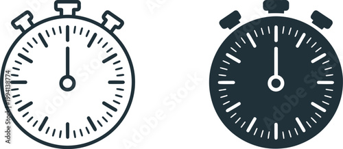 Stopwatch icon vector, illustration, clean outline graphic with editable stroke for countdown timer time measurement and scheduling concept in modern interface design.