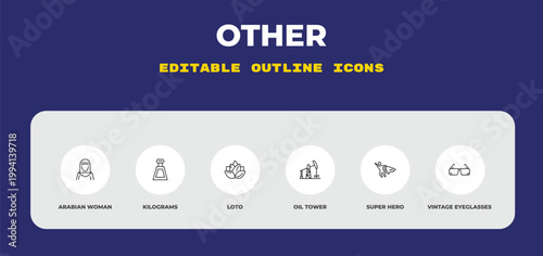 outline other icons set - arabian woman, kilograms, loto. editable vector for web and mobile ui